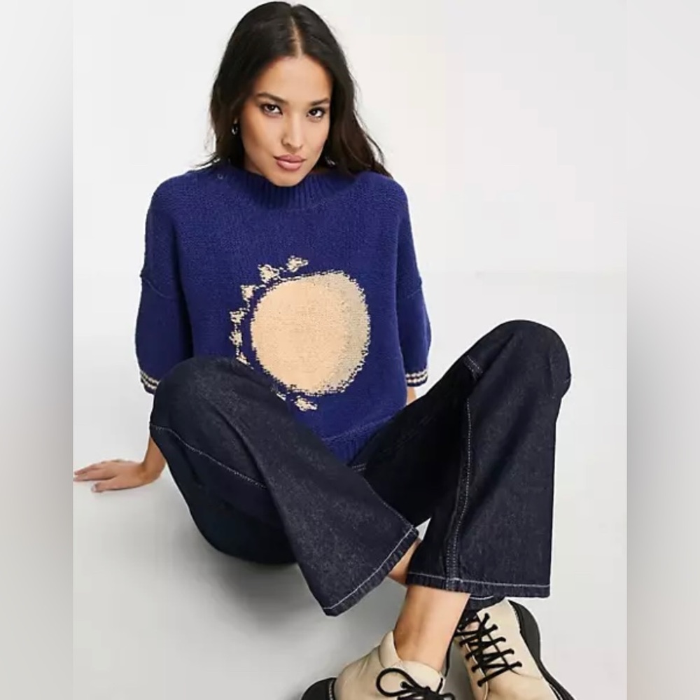 FREE PEOPLE~ MIDNIGHT MOON COMBO 🌙 LONG COTTON SWEATER